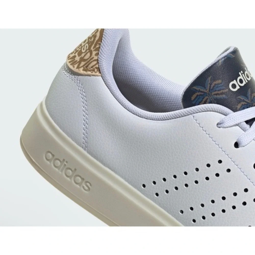Adidas Advantage 2.0 Court Womens 7.5 White‎ Leopard Leather Sneakers New IG9182